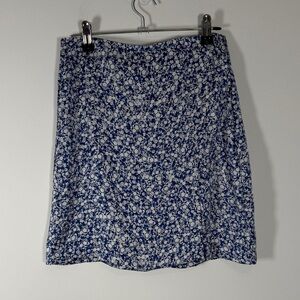 NWT Zara Blue and White Floral Satin Mini Skirt